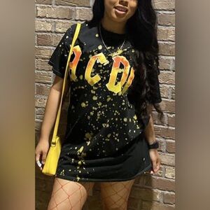 Black Fashion Casual Regular Sleeve Short Sleeve Neck T-shirt Dress